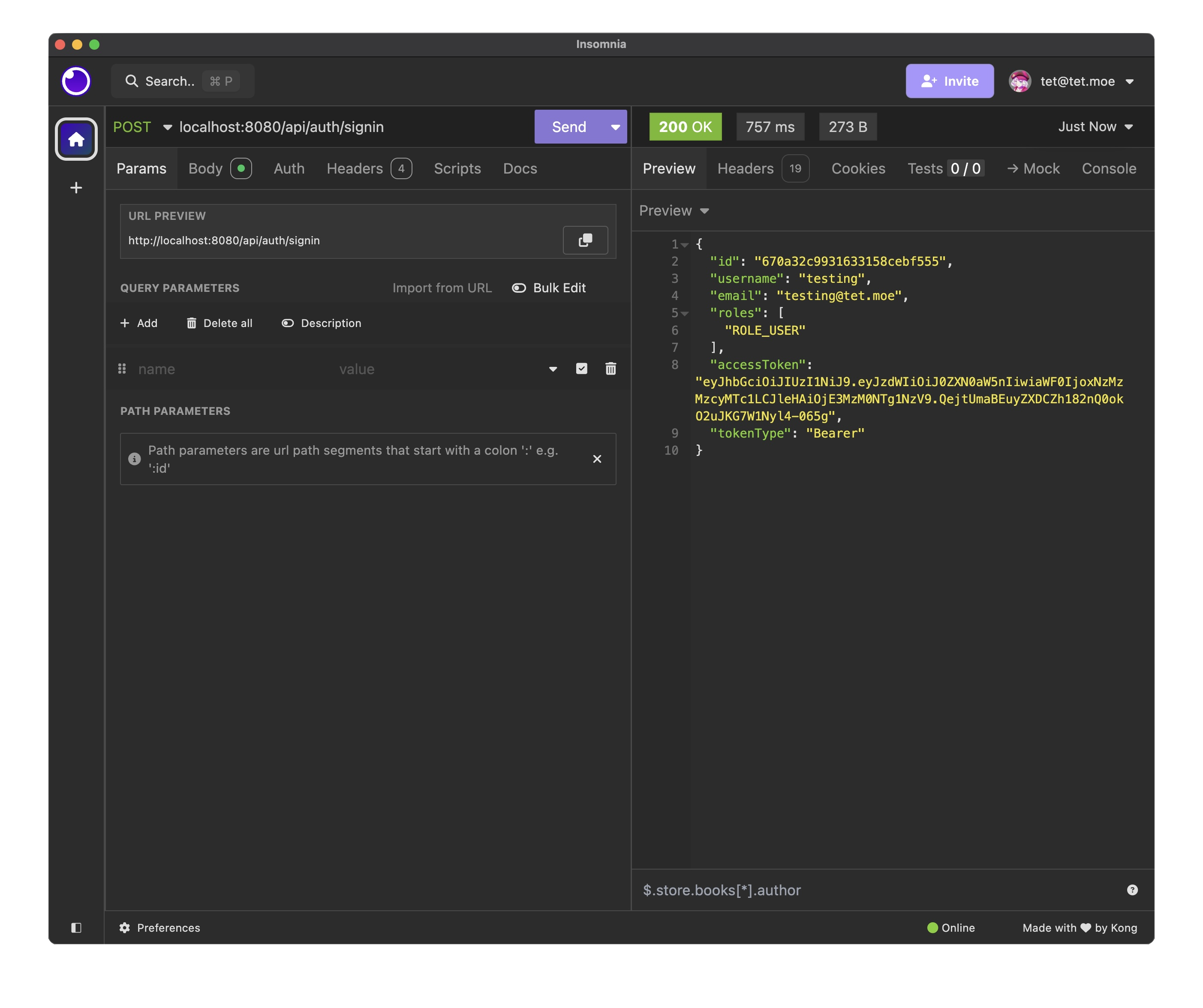 Testing /api/auth/signin